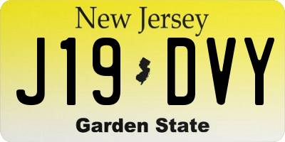NJ license plate J19DVY