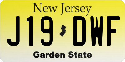 NJ license plate J19DWF