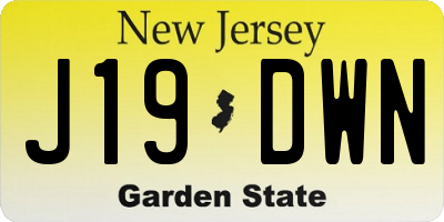 NJ license plate J19DWN