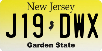 NJ license plate J19DWX
