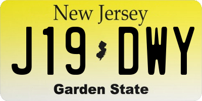 NJ license plate J19DWY