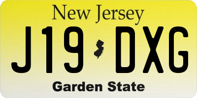NJ license plate J19DXG