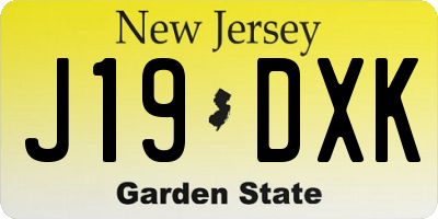 NJ license plate J19DXK