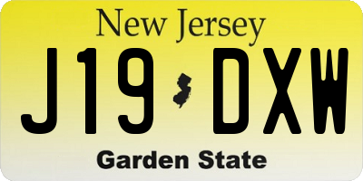 NJ license plate J19DXW