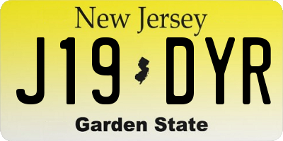 NJ license plate J19DYR
