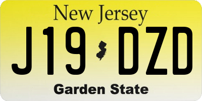 NJ license plate J19DZD