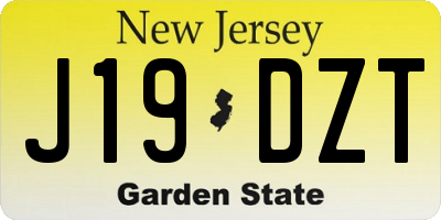 NJ license plate J19DZT