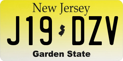 NJ license plate J19DZV