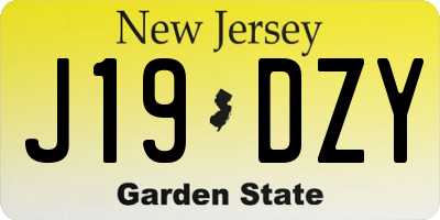 NJ license plate J19DZY