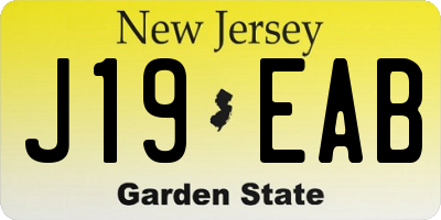 NJ license plate J19EAB