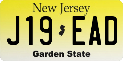 NJ license plate J19EAD