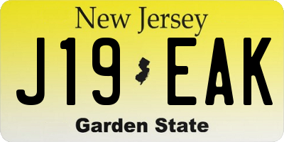 NJ license plate J19EAK