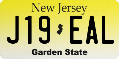 NJ license plate J19EAL