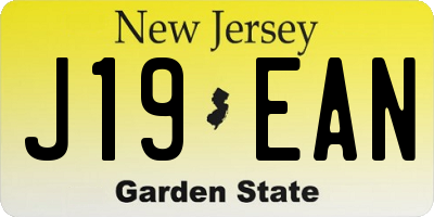 NJ license plate J19EAN