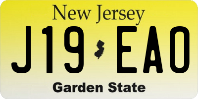 NJ license plate J19EAO