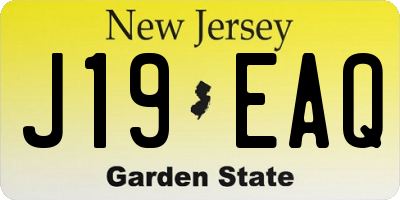 NJ license plate J19EAQ