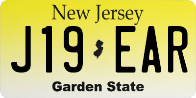 NJ license plate J19EAR