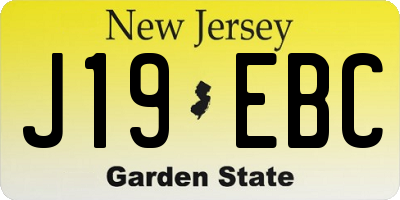 NJ license plate J19EBC