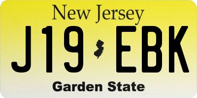NJ license plate J19EBK