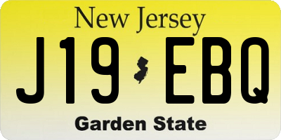 NJ license plate J19EBQ