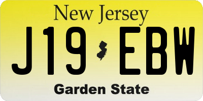NJ license plate J19EBW