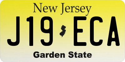 NJ license plate J19ECA