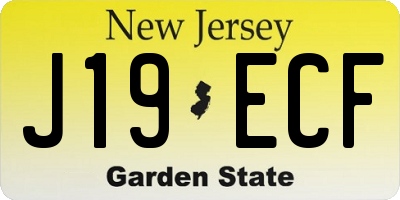 NJ license plate J19ECF