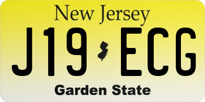 NJ license plate J19ECG