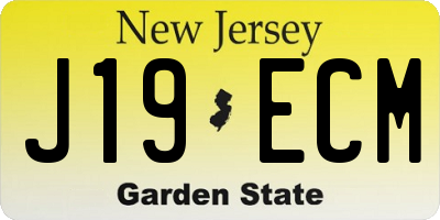 NJ license plate J19ECM