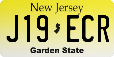 NJ license plate J19ECR