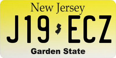 NJ license plate J19ECZ