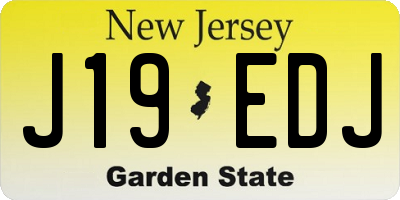 NJ license plate J19EDJ