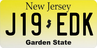 NJ license plate J19EDK