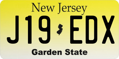 NJ license plate J19EDX