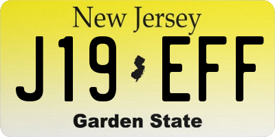 NJ license plate J19EFF