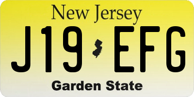 NJ license plate J19EFG