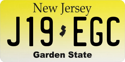 NJ license plate J19EGC
