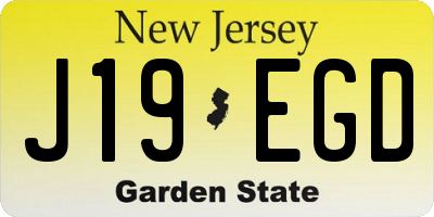 NJ license plate J19EGD