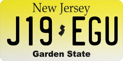 NJ license plate J19EGU