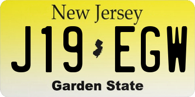 NJ license plate J19EGW