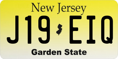 NJ license plate J19EIQ