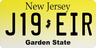 NJ license plate J19EIR