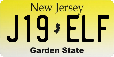 NJ license plate J19ELF