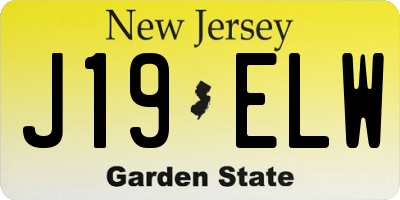 NJ license plate J19ELW