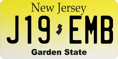 NJ license plate J19EMB