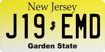NJ license plate J19EMD