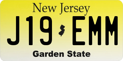 NJ license plate J19EMM