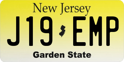 NJ license plate J19EMP