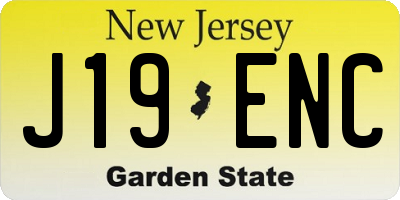 NJ license plate J19ENC