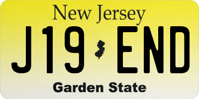 NJ license plate J19END